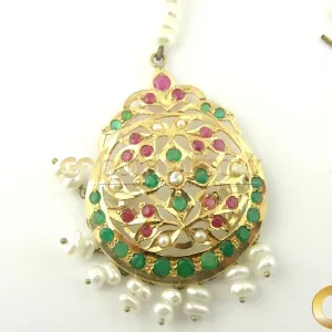 Tikka with Emeralds, Rubies and Pearls