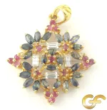 Blue Sapphire and Ruby Pendant Set