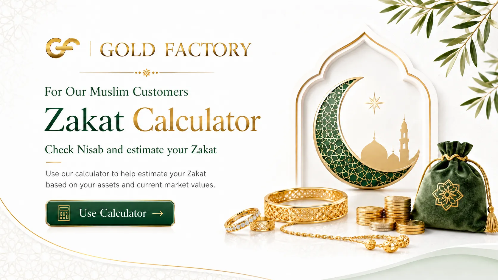 Zakat calculator from Gold Factory, work out the zakat due on your gold