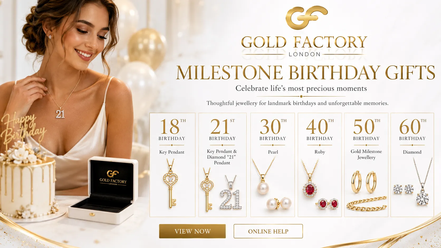 Birthday gold jewellery gifts from Gold Factory