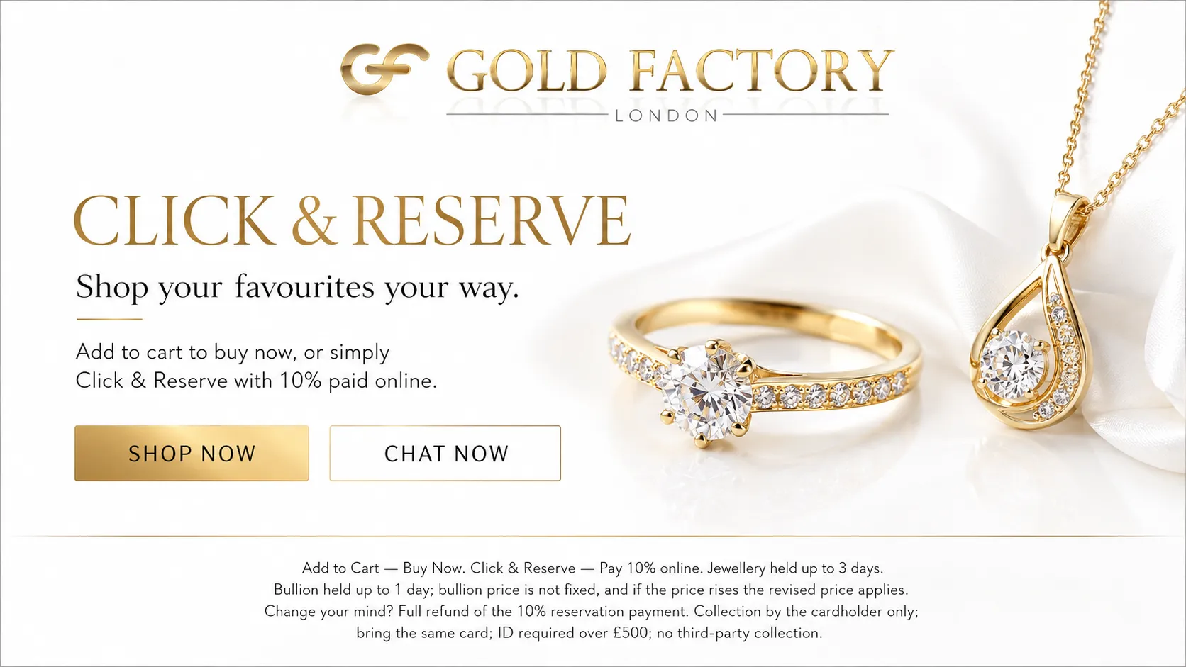 Click and Reserve at Gold Factory, hold a piece online and see it in store