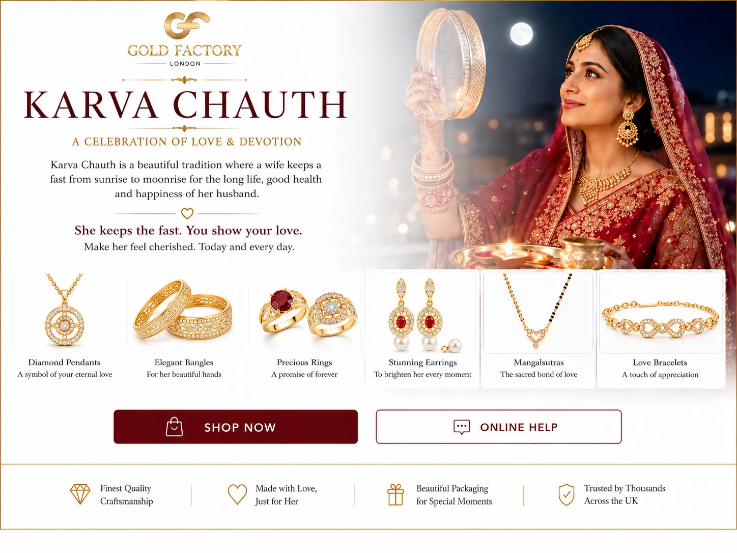 Karva Chauth gold jewellery gifts from Gold Factory