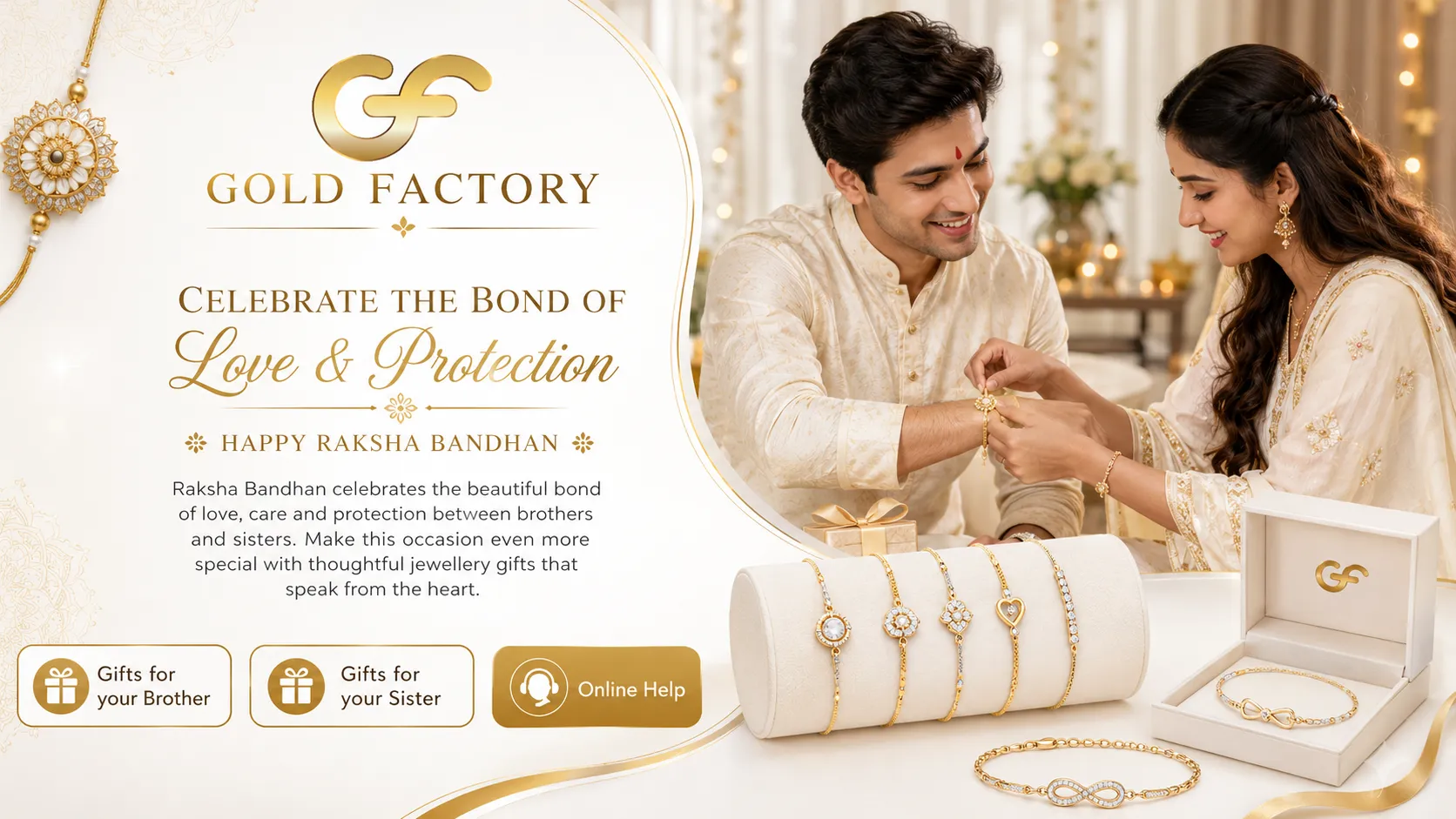 Raksha Bandhan gold jewellery gifts for brothers and sisters from Gold Factory
